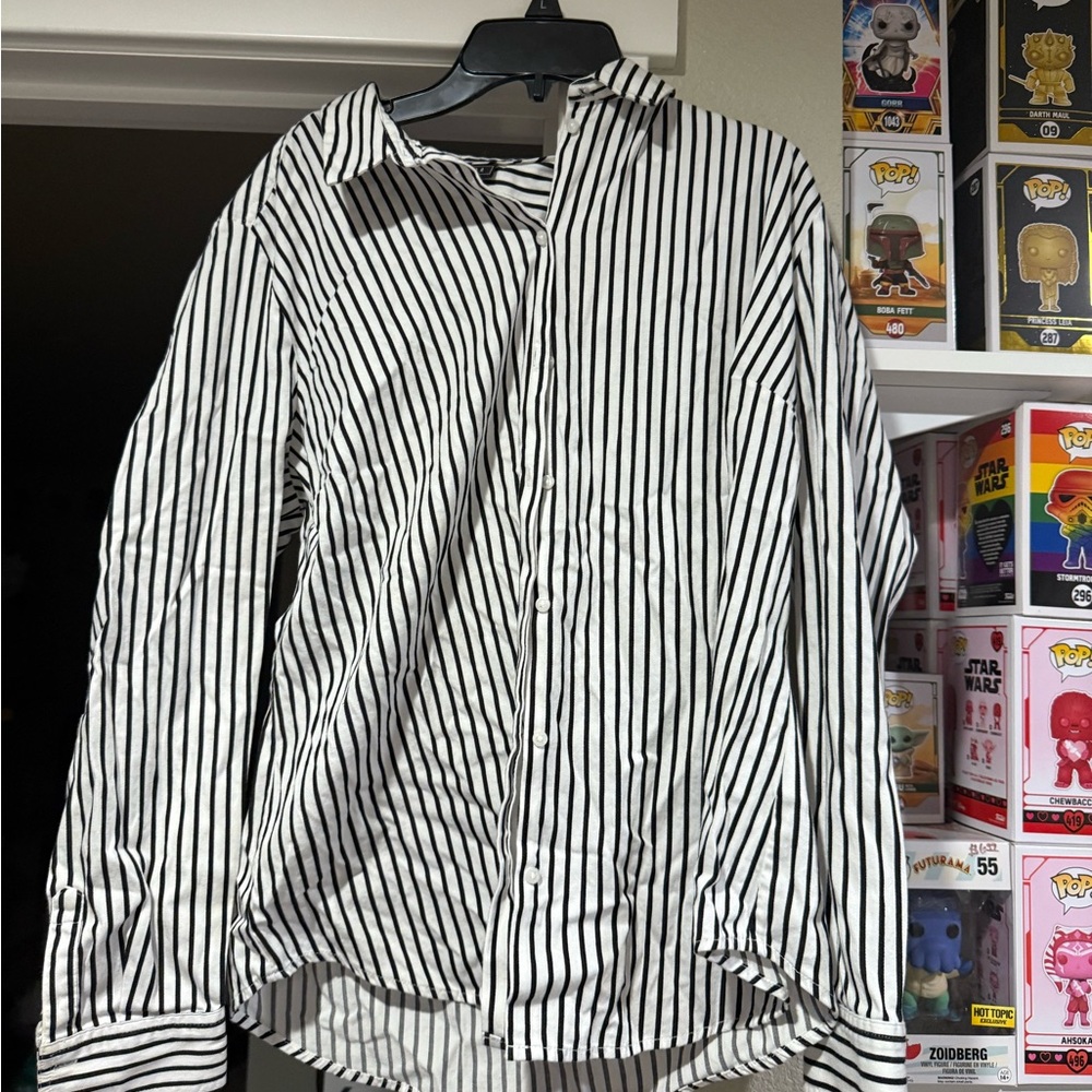 🥓Metaphor Black and White Striped Casual Shirt